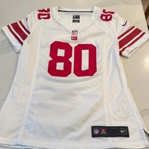 Nike White and Red Football Jersey NY Giants Cruz #80
